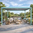 CONCEPT USINE - Pergola bioclimatique structure et lames orientables en aluminium vert 4x3m RHODES - vignette