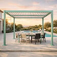CONCEPT USINE - Pergola bioclimatique structure et lames orientables en aluminium vert 3x3m RHODES - vignette