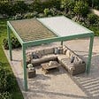 CONCEPT USINE - Pergola bioclimatique structure et lames orientables en aluminium vert 3x3m RHODES - vignette