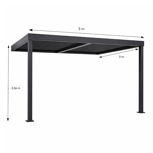 CONCEPT USINE - Pergola bioclimatique adossée en aluminium noir 3x3m SIFNOS - large