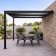 CONCEPT USINE - Pergola bioclimatique adossée en aluminium noir 3x3m SIFNOS - vignette