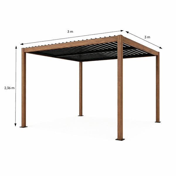 CONCEPT USINE - Pergola bioclimatique structure et lames orientables en aluminium vert 3x3m RHODES - large