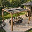 CONCEPT USINE - Pergola bioclimatique structure et lames orientables en aluminium vert 3x3m RHODES - vignette