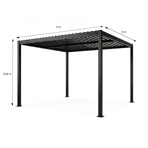 CONCEPT USINE - Pergola bioclimatique structure et lames orientables en aluminium 3x3m RHODES - large