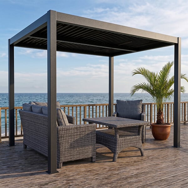 CONCEPT USINE - Pergola bioclimatique structure et lames orientables en aluminium 3x3m RHODES - large