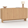 ID MARKET - Buffet 160 cm CAPUCINE XXL 4 portes façon hêtre design arrondi - vignette