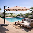 CONCEPT USINE - Parasol rectangulaire 3x4m déporté rotatif taupe en aluminium CESARE - vignette