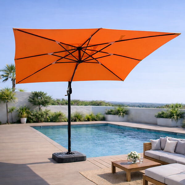 CONCEPT USINE - Parasol rectangulaire 3x4m déporté rotatif orange en aluminium CESARE $ - large