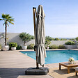 CONCEPT USINE - Parasol rectangulaire 3x4m déporté rotatif gris pied effet bois en aluminium CESARE - vignette