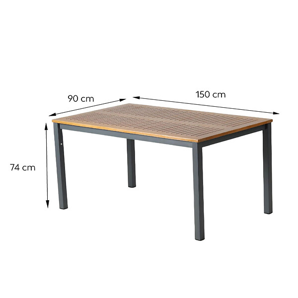 CONCEPT USINE - Table 6 places en bois naturel d'eucalyptus 150cm BAGO - large