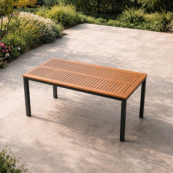 CONCEPT USINE - Table 6 places en bois naturel d'eucalyptus 150cm BAGO - large