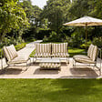 CONCEPT USINE - Salon de jardin 4 places à rayures taupe et beige avec table basse ANDRIA - vignette