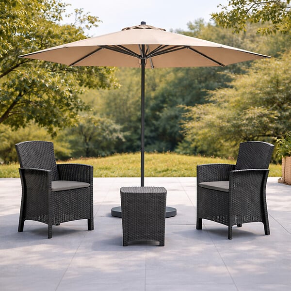 CONCEPT USINE - Ensemble de jardin 2 fauteuils gris anthracite avec table basse ADANA - large