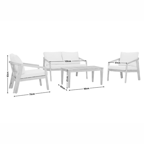 CONCEPT USINE - Salon de jardin 4 places en acacia SAPA - large