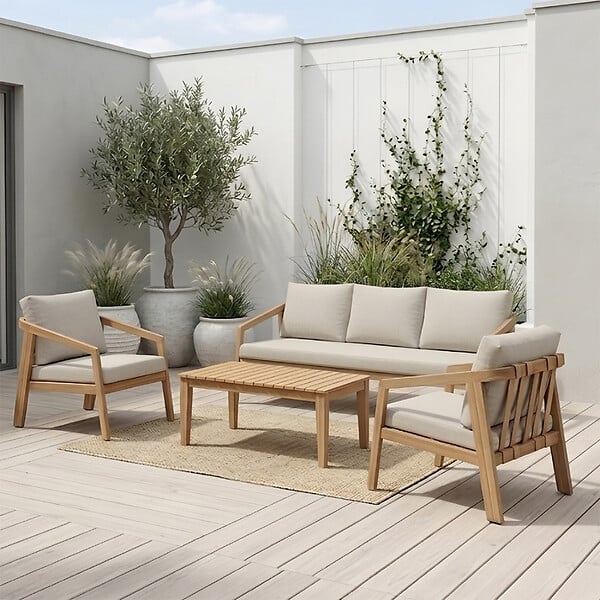 CONCEPT USINE - Salon de jardin 5 places en acacia SAPA - large