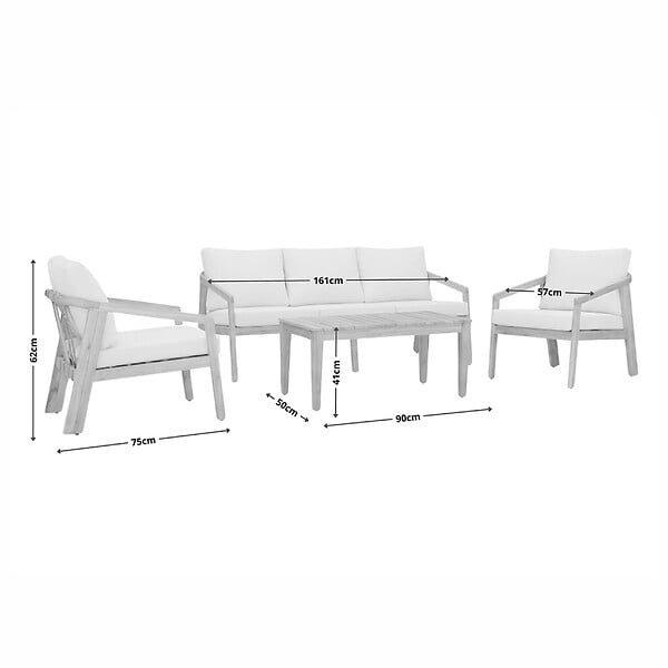 CONCEPT USINE - Salon de jardin 5 places en acacia SAPA - large