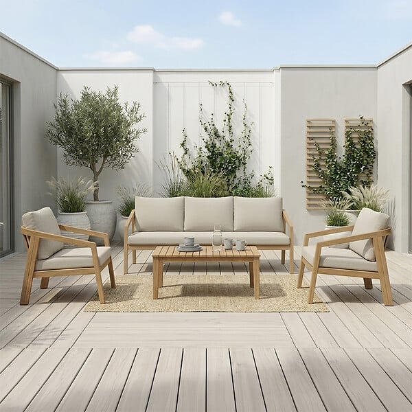CONCEPT USINE - Salon de jardin 5 places en acacia SAPA - large