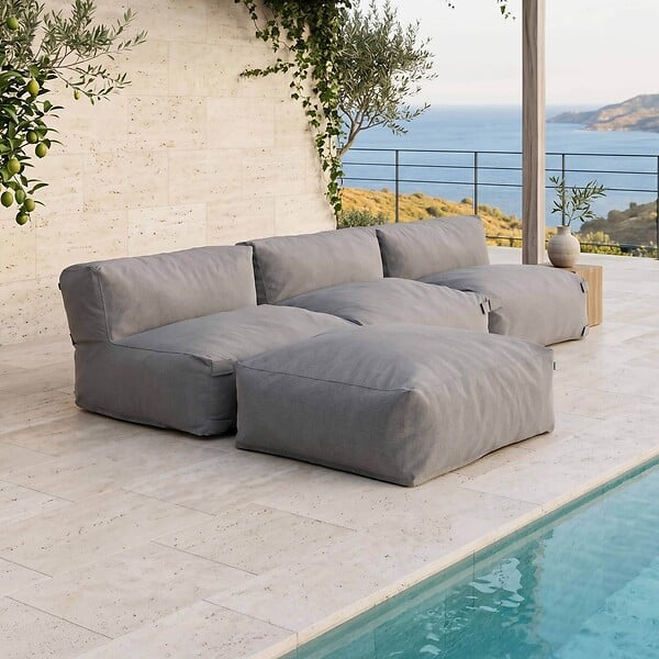 OVIALA - Canapé de jardin modulable 4 places gris - Mixi - large