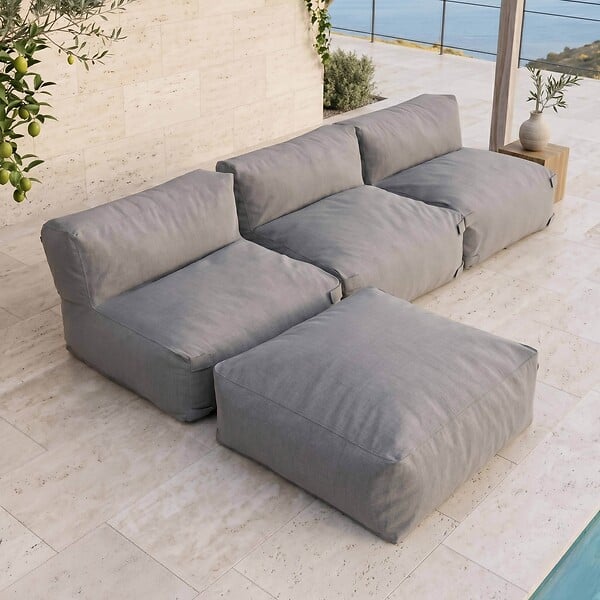 OVIALA - Canapé de jardin modulable 4 places gris - Mixi - large