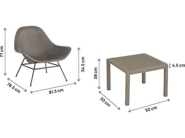 HABITAT ET JARDIN - Lot de 2 fauteuils de jardin avec table basse "Soléna" - Taupe - large