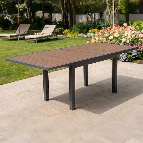 CONCEPT USINE - Table de jardin extensible 180 cm en aluminium et bois d'eucalyptus NIDO - large