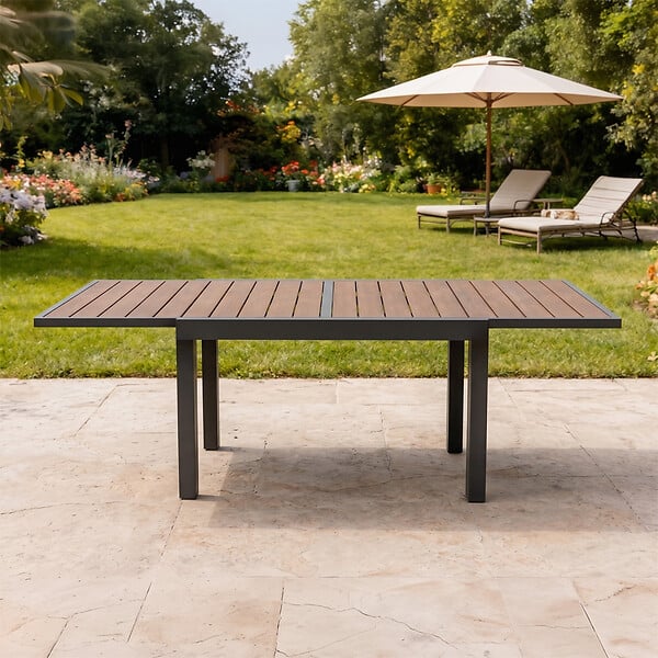 CONCEPT USINE - Table de jardin extensible 180 cm en aluminium et bois d'eucalyptus NIDO - large