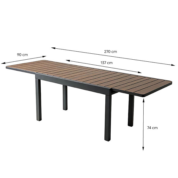 CONCEPT USINE - Salon de jardin 8 places avec table extensible 270cm en aluminium et bois LOBOC - large