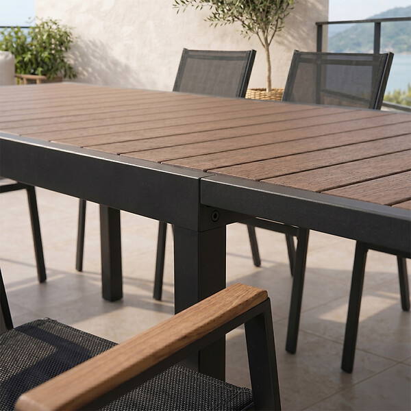 CONCEPT USINE - Salon de jardin 8 places avec table extensible 270cm en aluminium et bois LOBOC - large