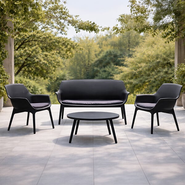 CONCEPT USINE - Salon de jardin 4 places gris anthracite avec table basse IZMIR - large