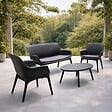 CONCEPT USINE - Salon de jardin 4 places gris anthracite avec table basse IZMIR - vignette