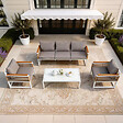 CONCEPT USINE - Salon de jardin 5 places avec table basse gris clair SOLOMON - vignette