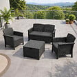 CONCEPT USINE - Salon de jardin 4 places effet résine tressée gris anthracite avec table basse MANIZA - vignette