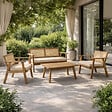 CONCEPT USINE - Salon de jardin 4 places en acacia et cannage HANOI - vignette