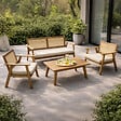 CONCEPT USINE - Salon de jardin 4 places en acacia et cannage HANOI - vignette
