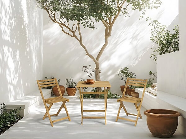 HABITAT ET JARDIN - Ensemble table et chaises de jardin "Aldo" en bois - 2 places - Marron - large