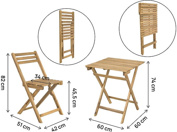 HABITAT ET JARDIN - Ensemble table et chaises de jardin "Aldo" en bois - 2 places - Marron - large