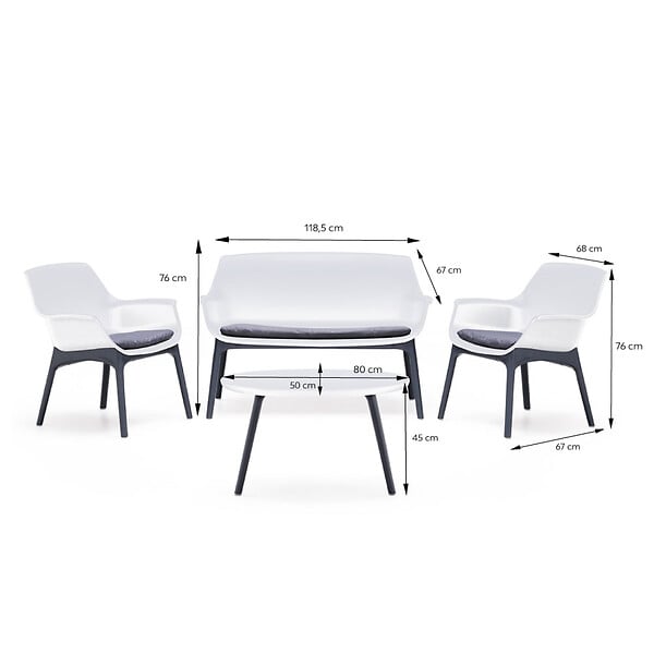 CONCEPT USINE - Salon de jardin 4 places blanc avec table basse IZMIR - large