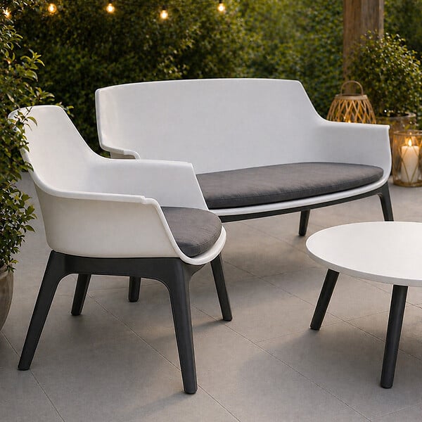 CONCEPT USINE - Salon de jardin 4 places blanc avec table basse IZMIR - large