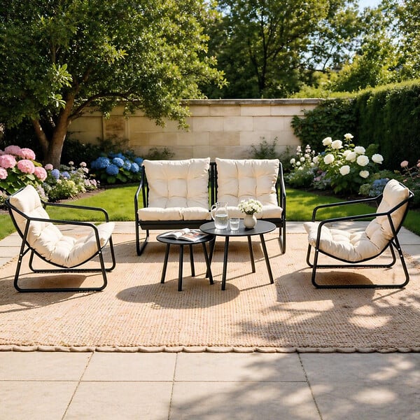 CONCEPT USINE - Salon de jardin 4 places gris et beige avec tables basses ATRANI - large
