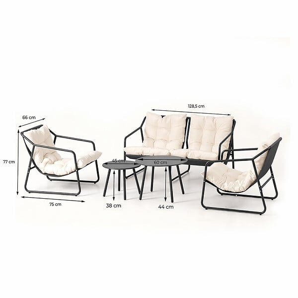 CONCEPT USINE - Salon de jardin 4 places gris et beige avec tables basses ATRANI - large