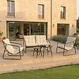 CONCEPT USINE - Salon de jardin 4 places gris et beige avec tables basses ATRANI - vignette
