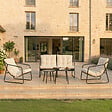 CONCEPT USINE - Salon de jardin 4 places gris et beige avec tables basses ATRANI - vignette