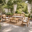 CONCEPT USINE - Salon de jardin 5 places en acacia et cannage HANOI - vignette