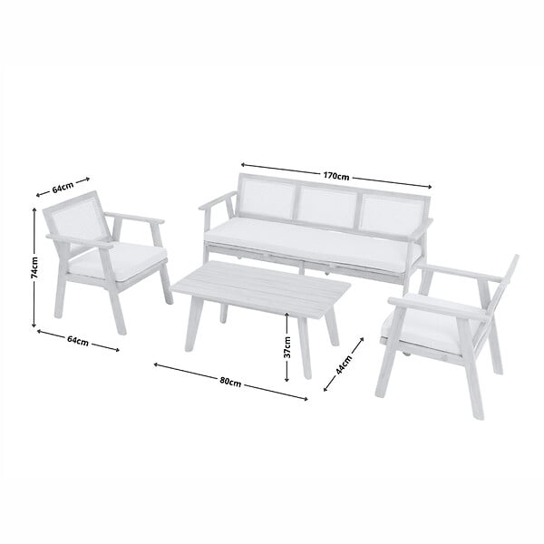 CONCEPT USINE - Salon de jardin 5 places en acacia et cannage HANOI - large