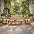 CONCEPT USINE - Salon de jardin 5 places en acacia et cannage HANOI - vignette