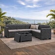 CONCEPT USINE - Salon de jardin 4-5 places effet résine tressée gris anthracite avec table basse ISPARTA - vignette