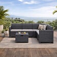 CONCEPT USINE - Salon de jardin 4-5 places effet résine tressée gris anthracite avec table basse ISPARTA - vignette