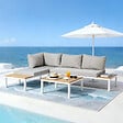 CONCEPT USINE - Salon de jardin 3-4 places avec table basse blanc et gris MAJURO - vignette