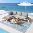 CONCEPT USINE - Salon de jardin 3-4 places avec table basse blanc et gris MAJURO - vignette