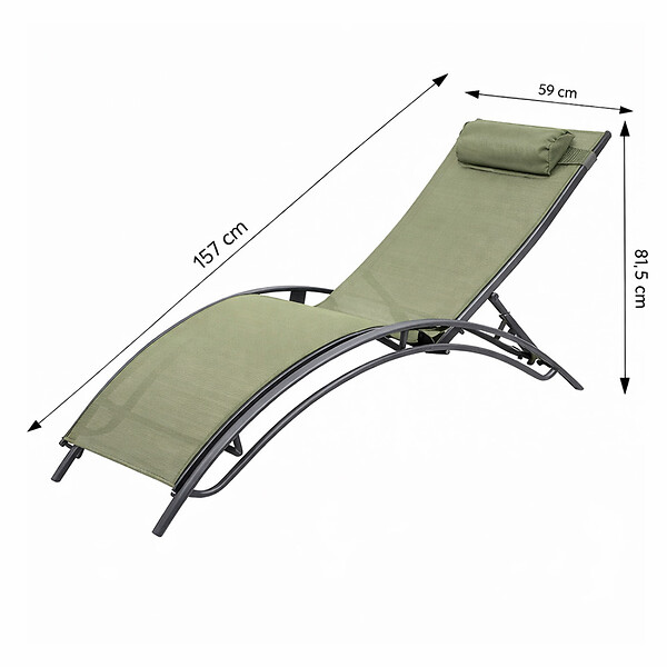 CONCEPT USINE - Lot de 2 transats ajustables gris et kaki CALI - large